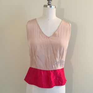 MARC JACOBS 100% Silk Peplum Colorblock Top